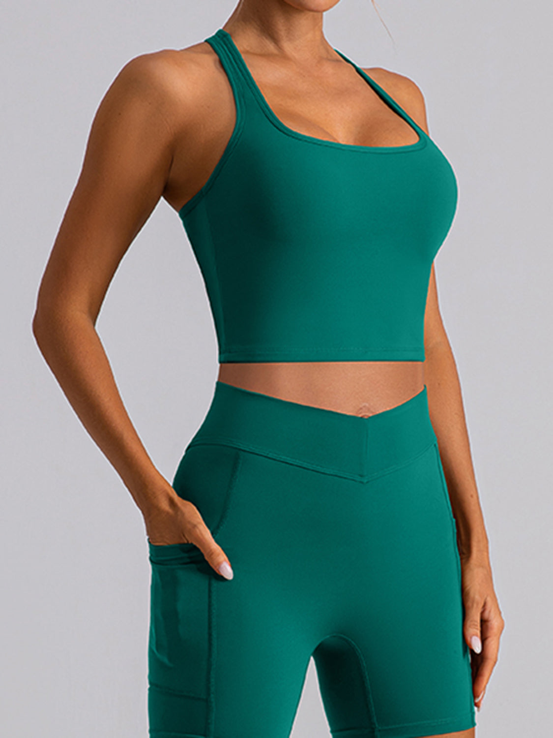 Square Neck Racerback Cropped Tank - House of Binx