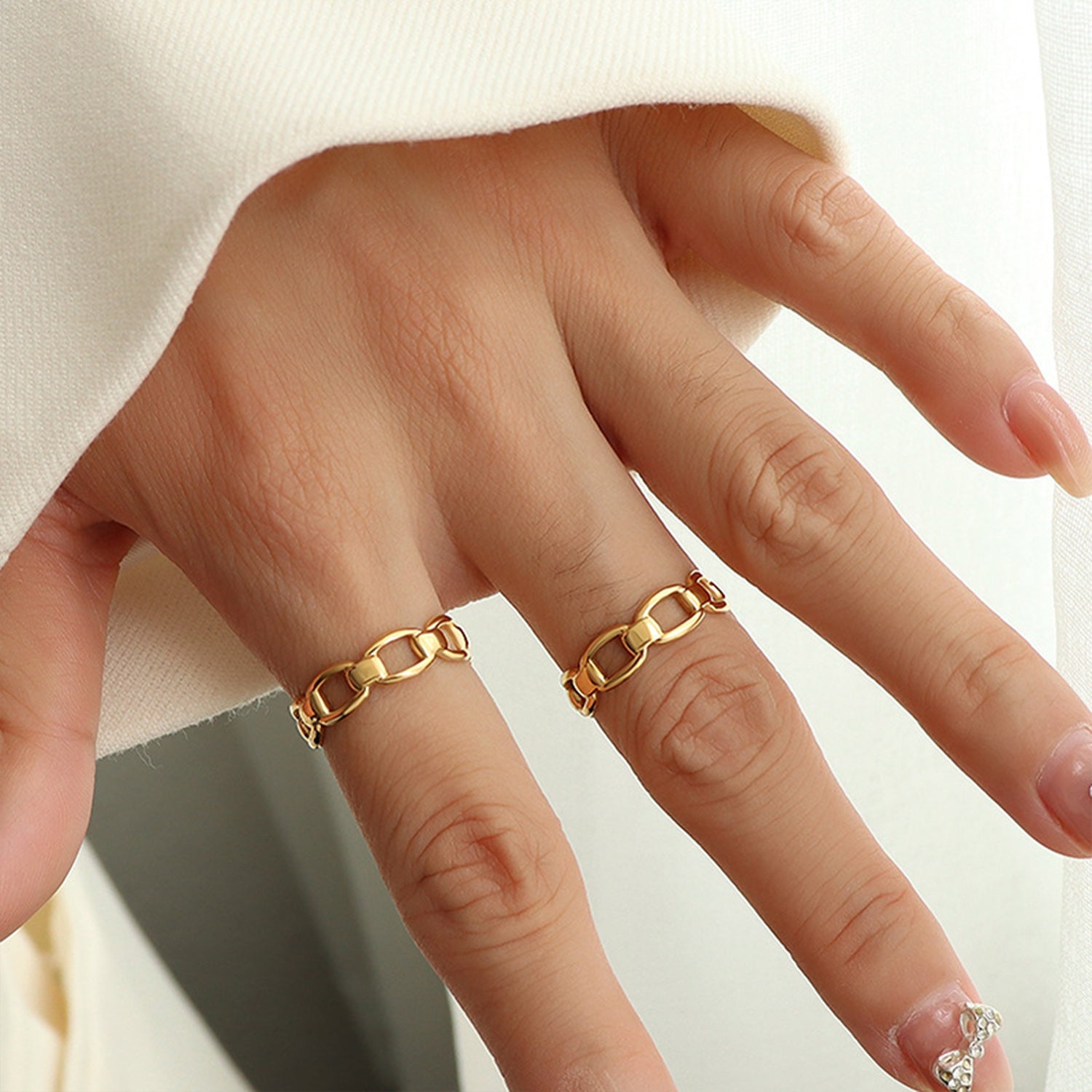 Titanium Steel Gold-Plated Adjustable Ring - House of Binx