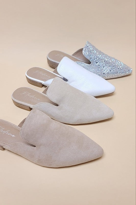 GEM-39 - POINTED TOE SLIP ON MULE FLATS - House of Binx