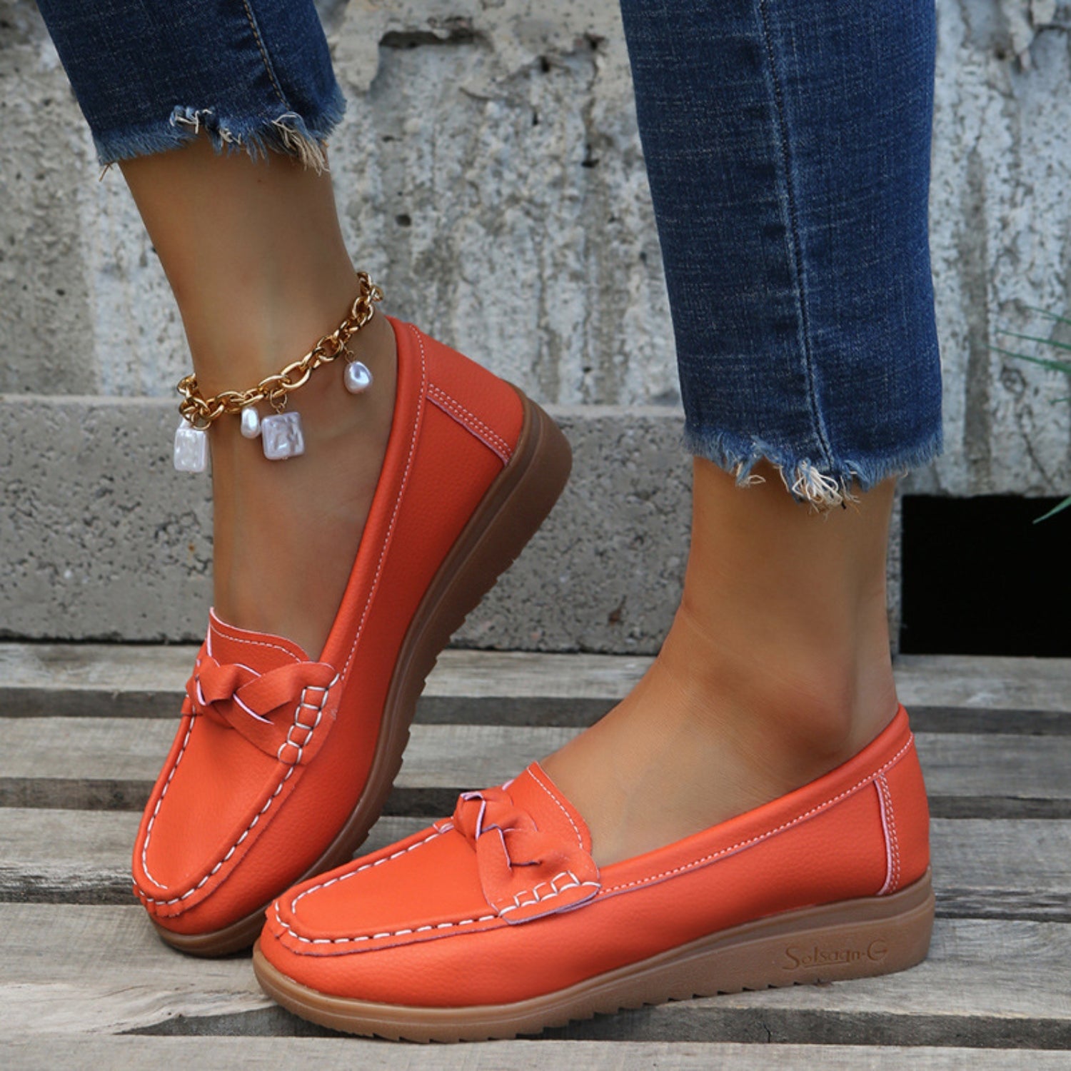 Weave Wedge Heeled Loafers - House of Binx