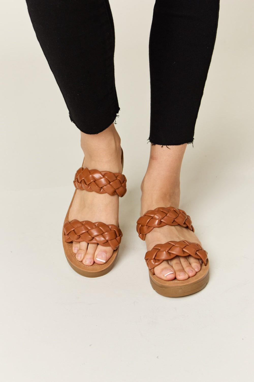 WILD DIVA Woven Dual Band Platform Sandals - House of Binx