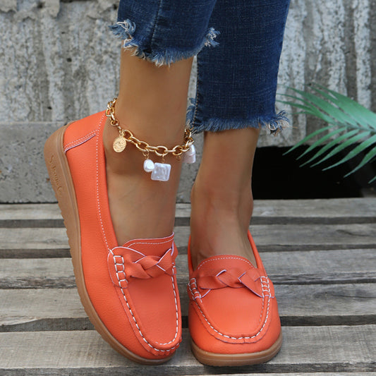 Weave Wedge Heeled Loafers - House of Binx