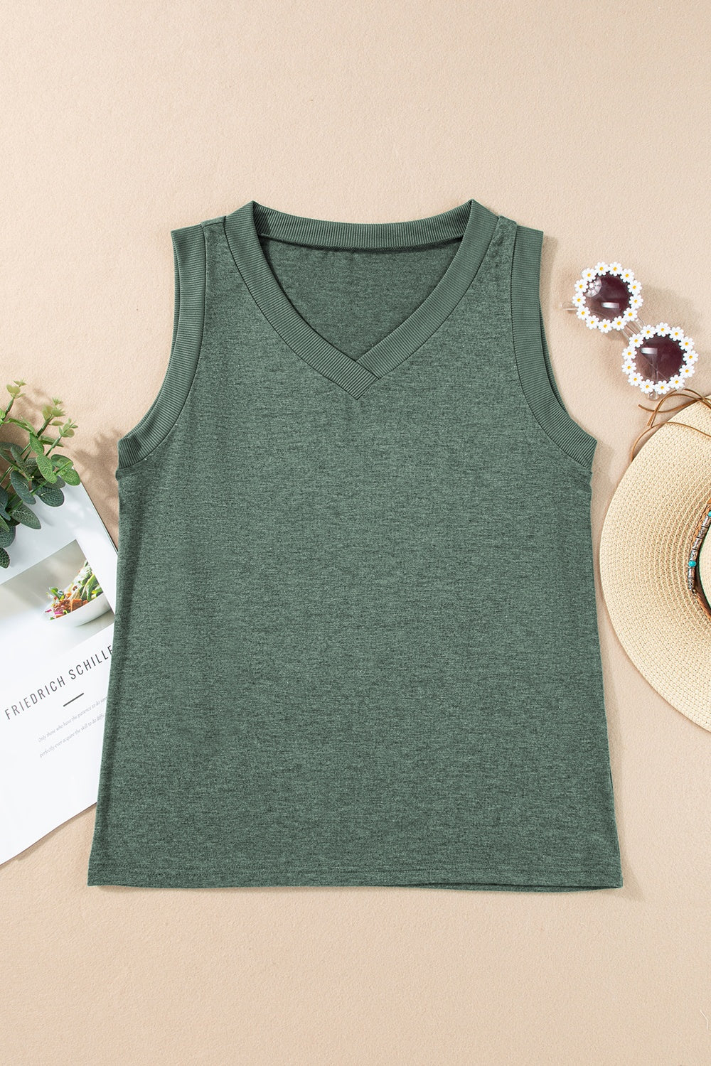 V-Neck Wide Strap Tank - House of Binx