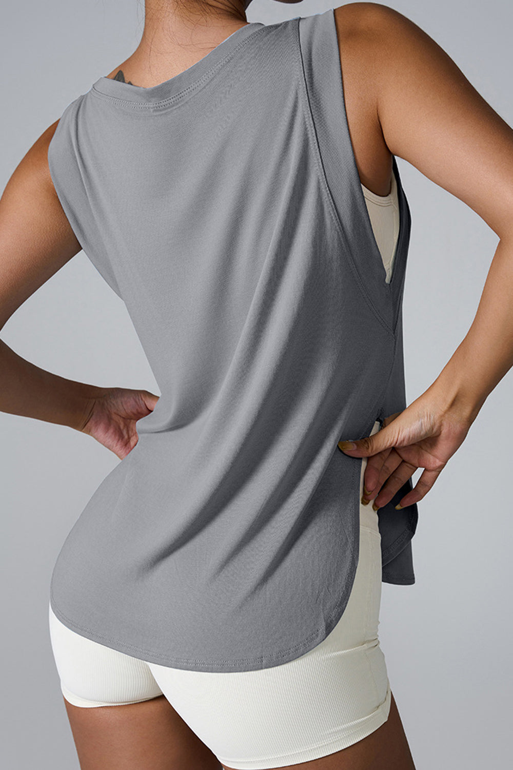 Slit Round Neck Active Tank - House of Binx