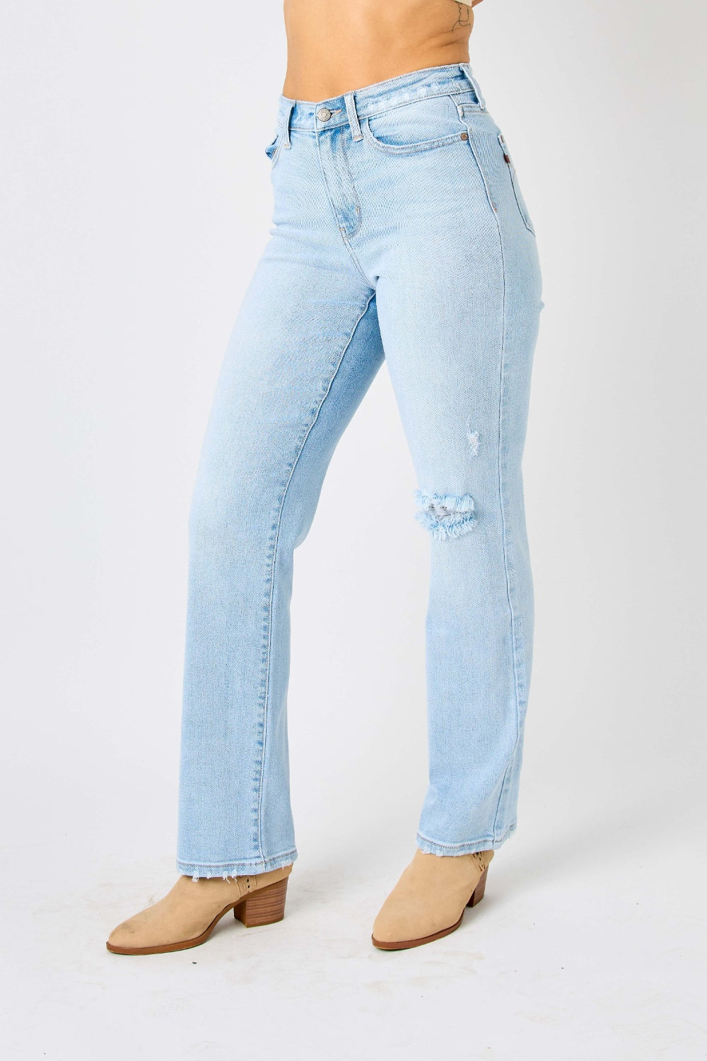 Judy Blue Full Size High Waist Distressed Straight Jeans - House of Binx