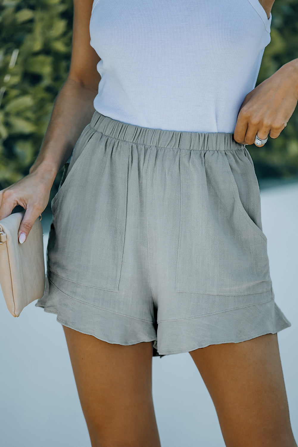 Elastic Waist Shorts with Pockets - House of Binx