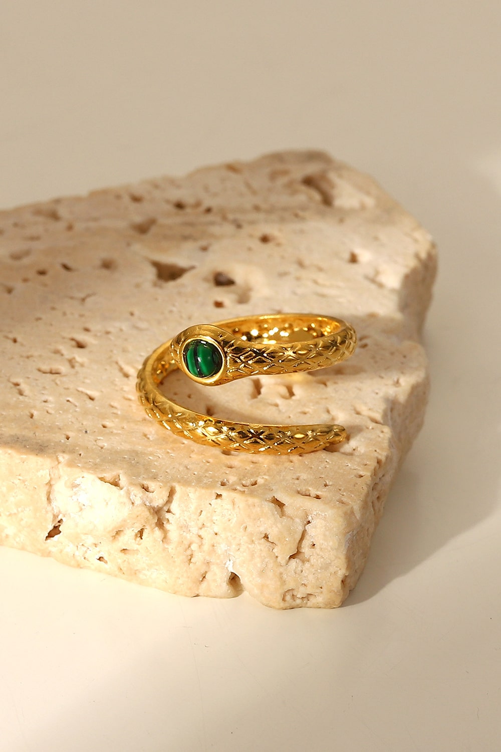 Snake Charmer Malachite Snake-Shaped Bypass Ring - House of Binx