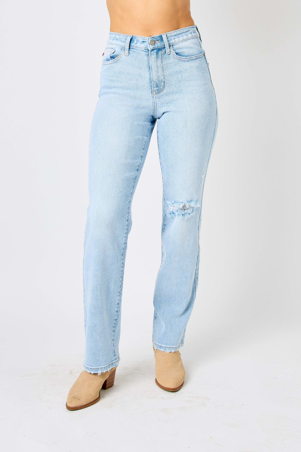 Judy Blue Full Size High Waist Distressed Straight Jeans - House of Binx