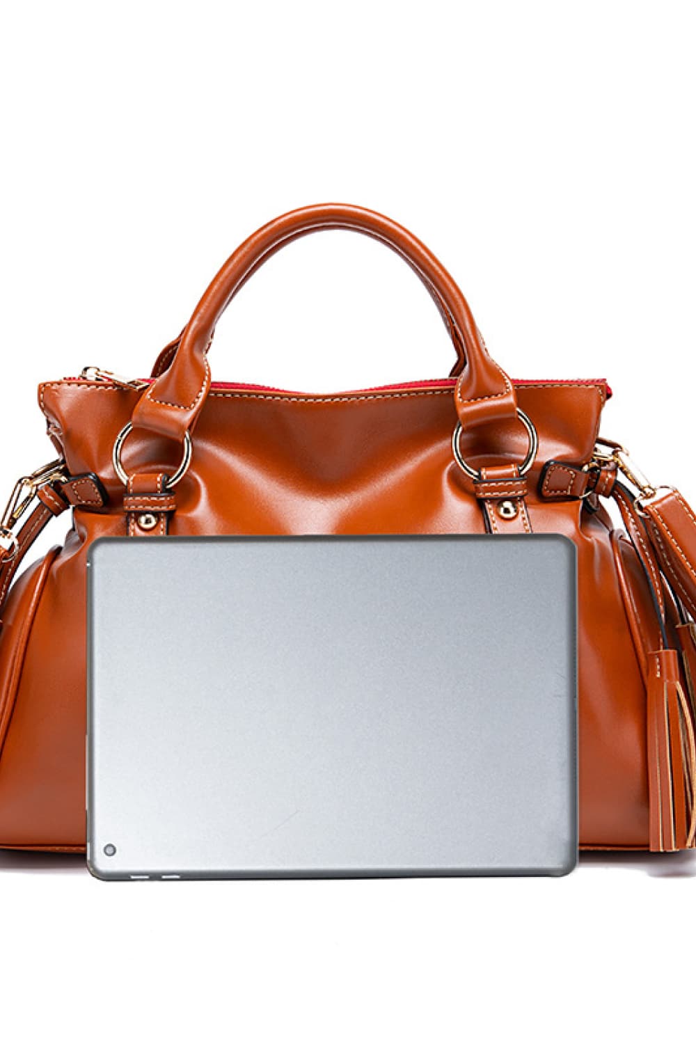 PU Leather Handbag with Tassels - House of Binx