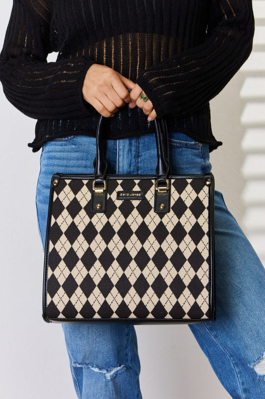 David Jones Argyle Pattern PU Leather Handbag - House of Binx