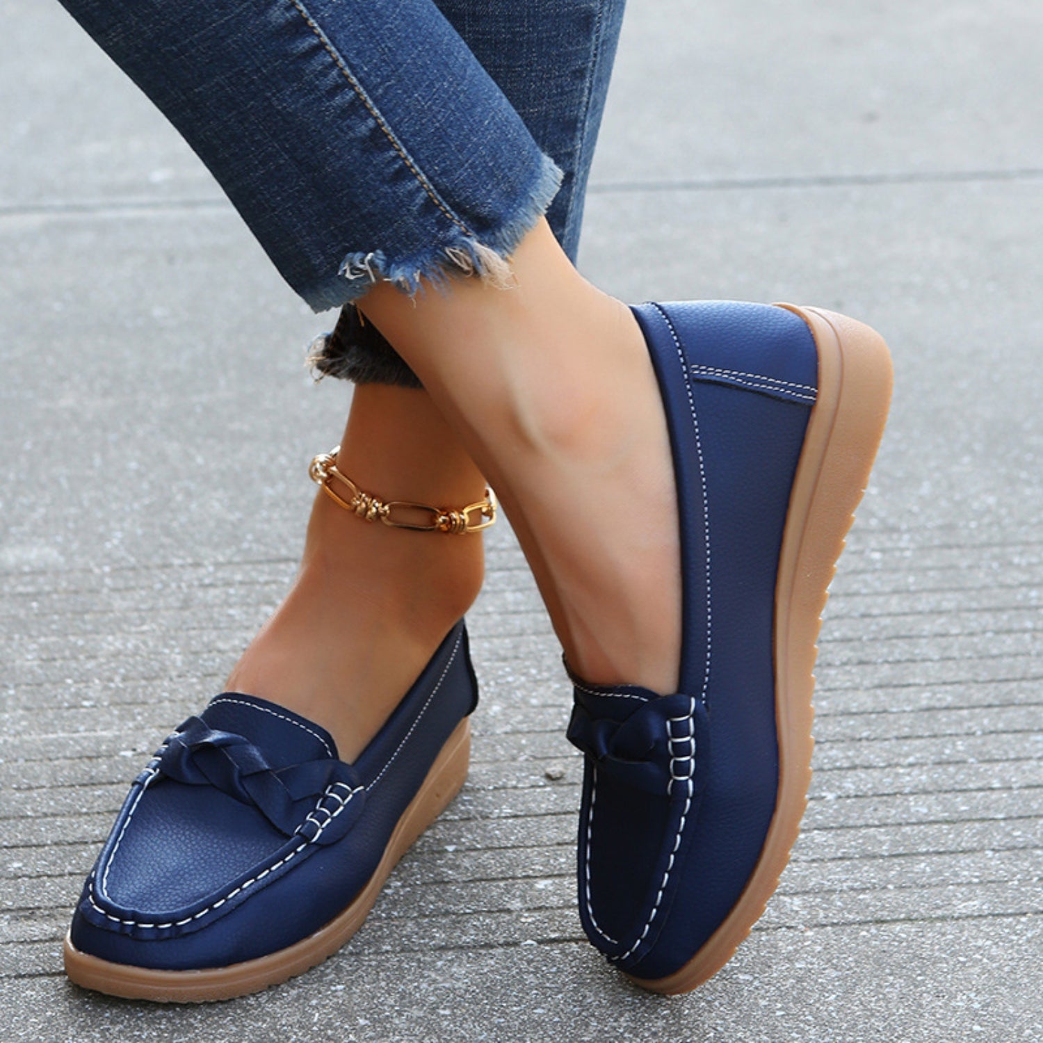 Weave Wedge Heeled Loafers - House of Binx