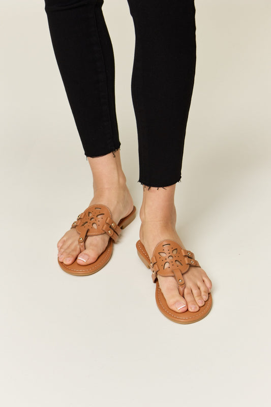 Forever Link Cutout PU Leather Open Toe Sandals - House of Binx