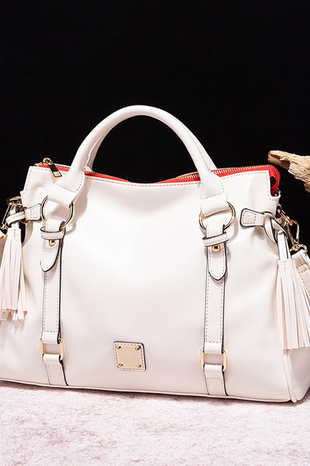 PU Leather Handbag with Tassels - House of Binx
