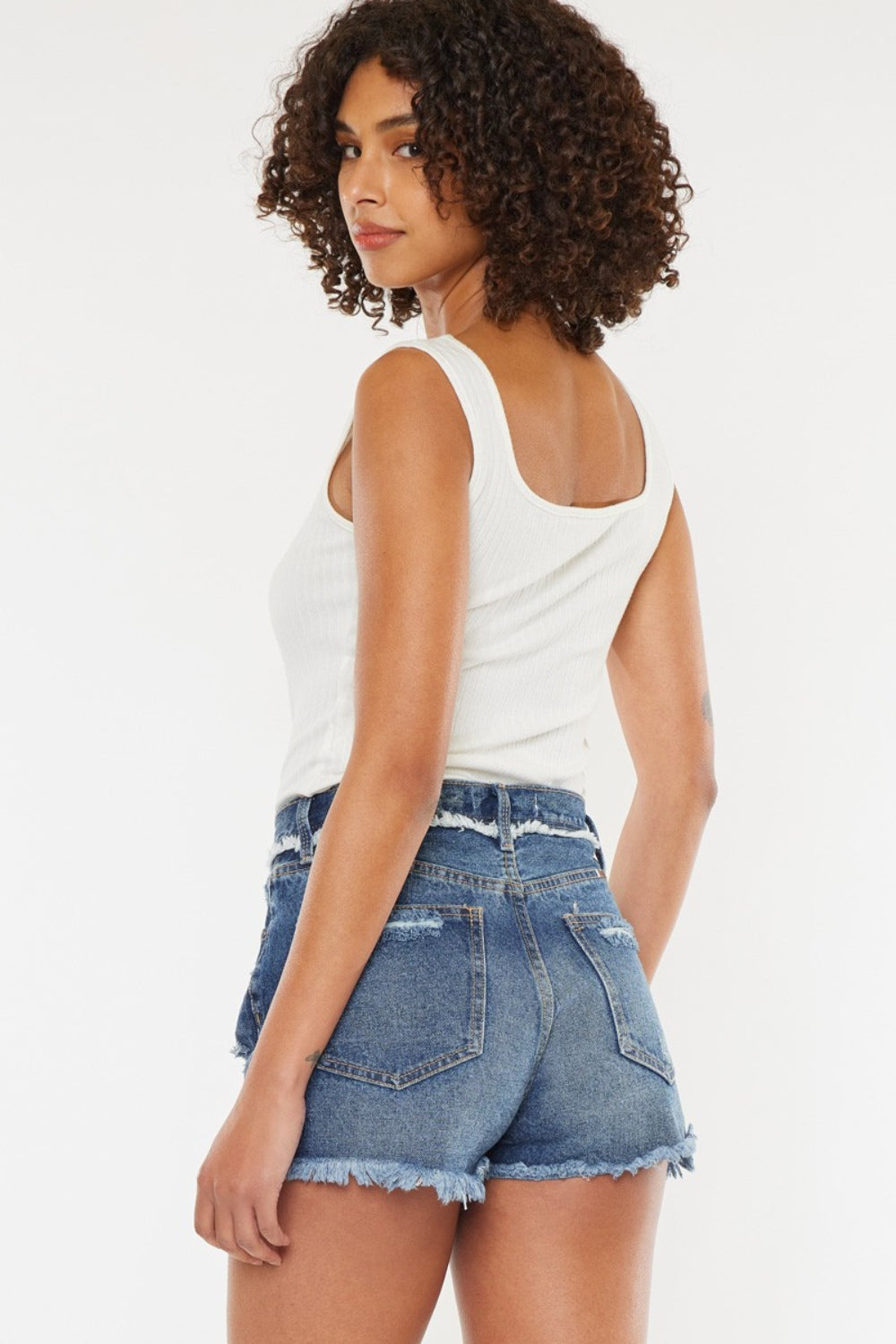 Kancan Distressed Button Fly Denim Shorts - House of Binx