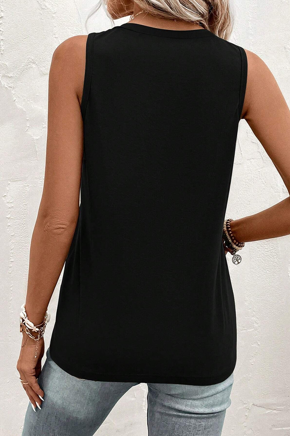 Pocketed V-Neck Wide Strap Tank - House of Binx