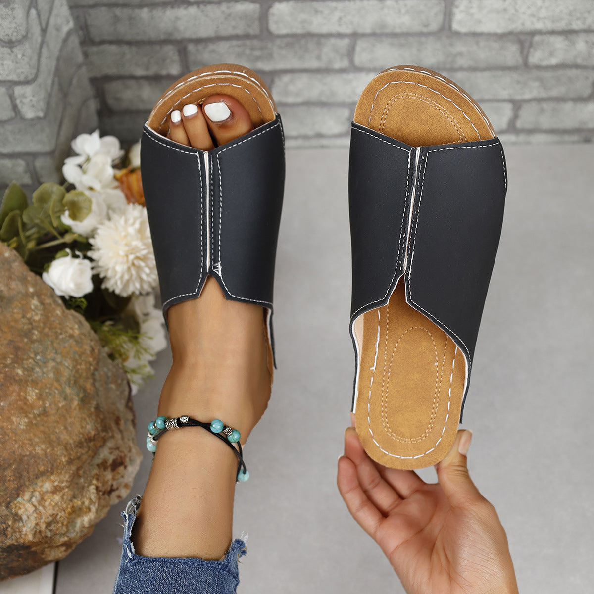 PU Leather Open Toe Sandals - House of Binx