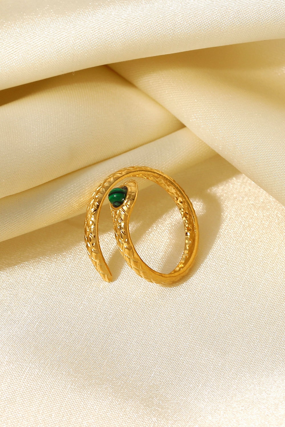 Snake Charmer Malachite Snake-Shaped Bypass Ring - House of Binx