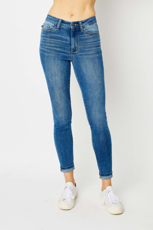 Judy Blue Full Size Cuffed Hem Skinny Jeans - House of Binx