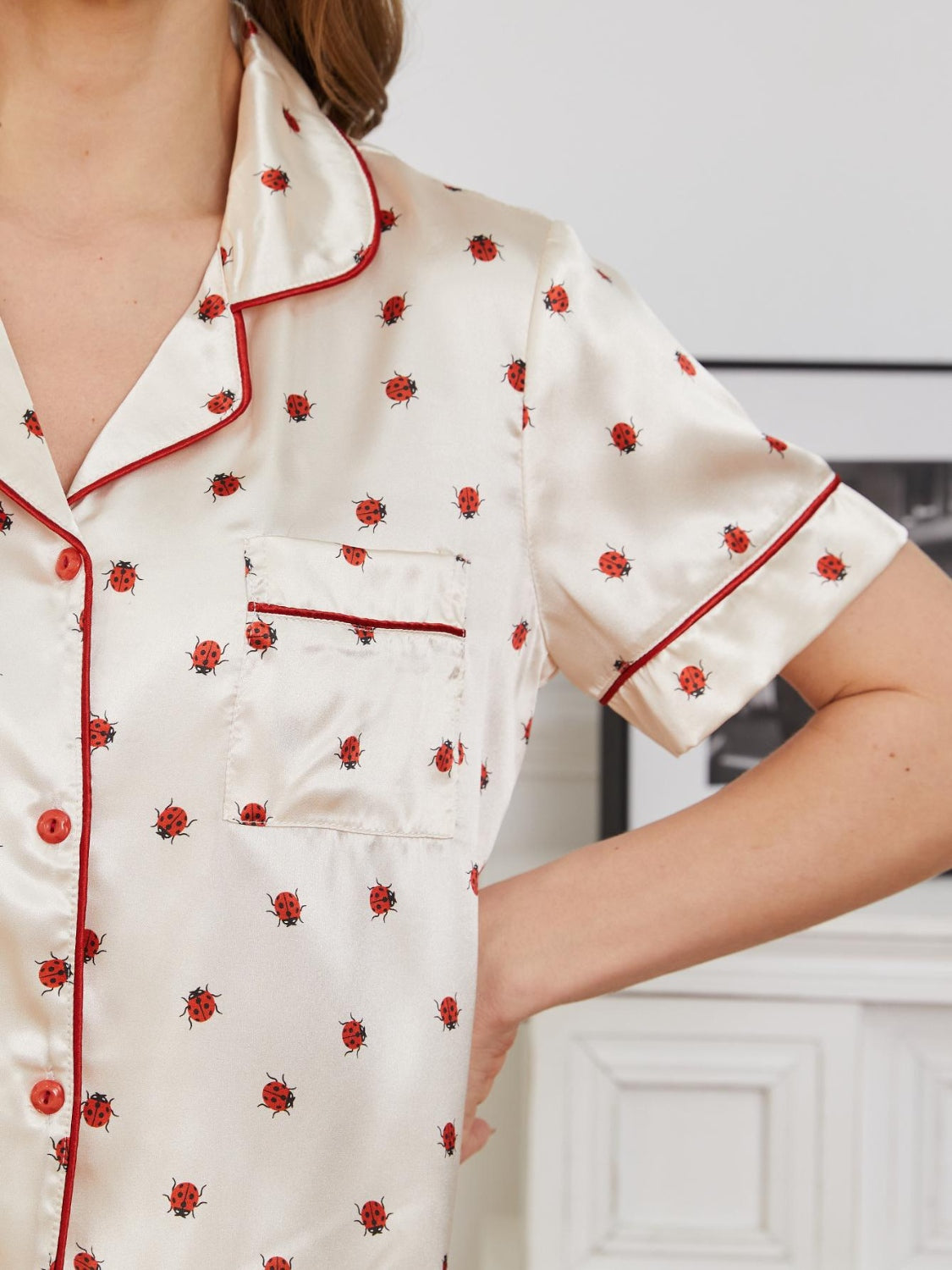 Contrast Piping Pocketed Top and Pants Lounge Set - House of Binx