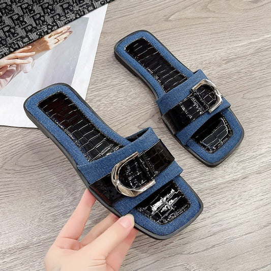 Buckle Trim Open Toe Sandals - House of Binx