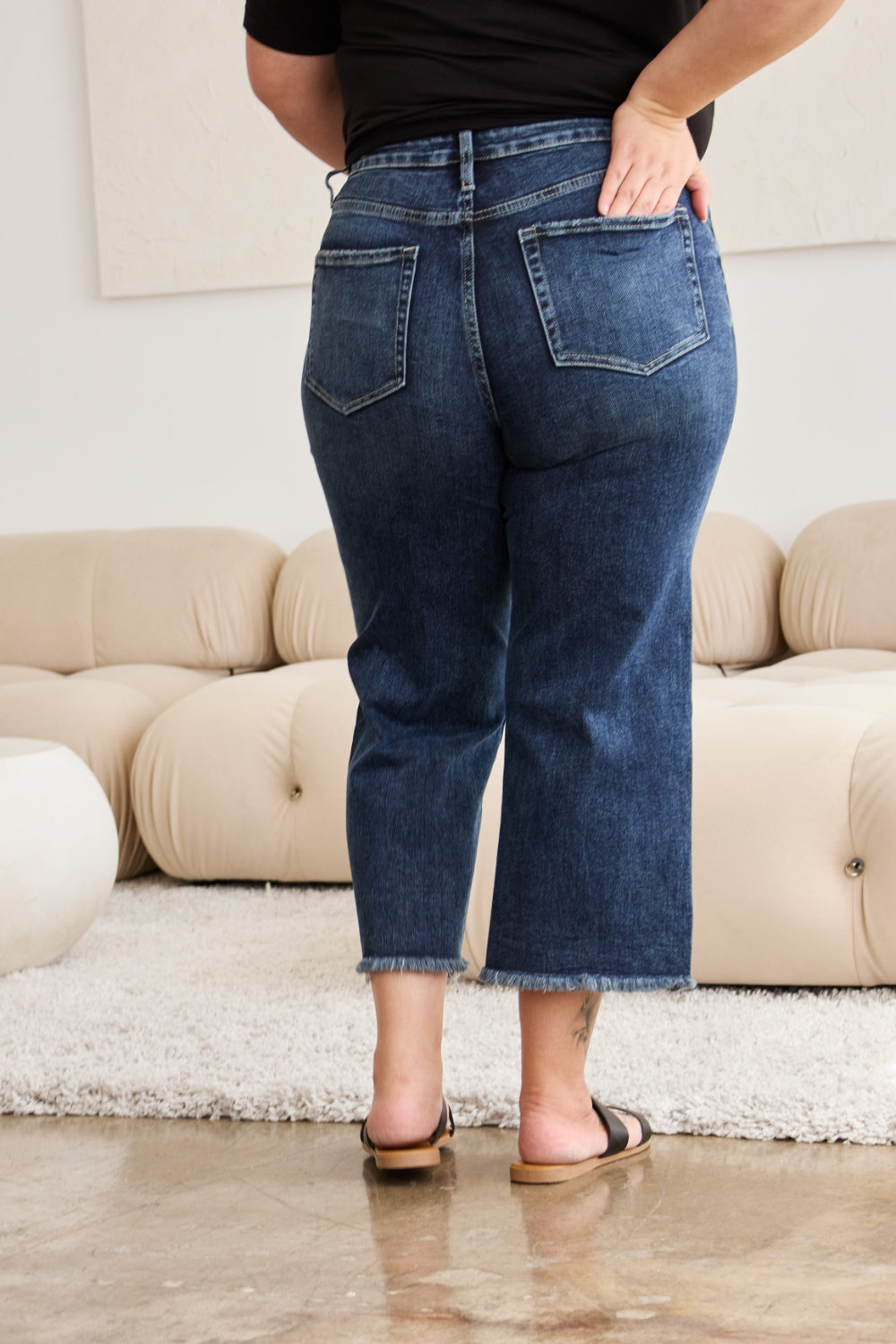 RFM Full Size Tummy Control High Waist Raw Hem Jeans - House of Binx