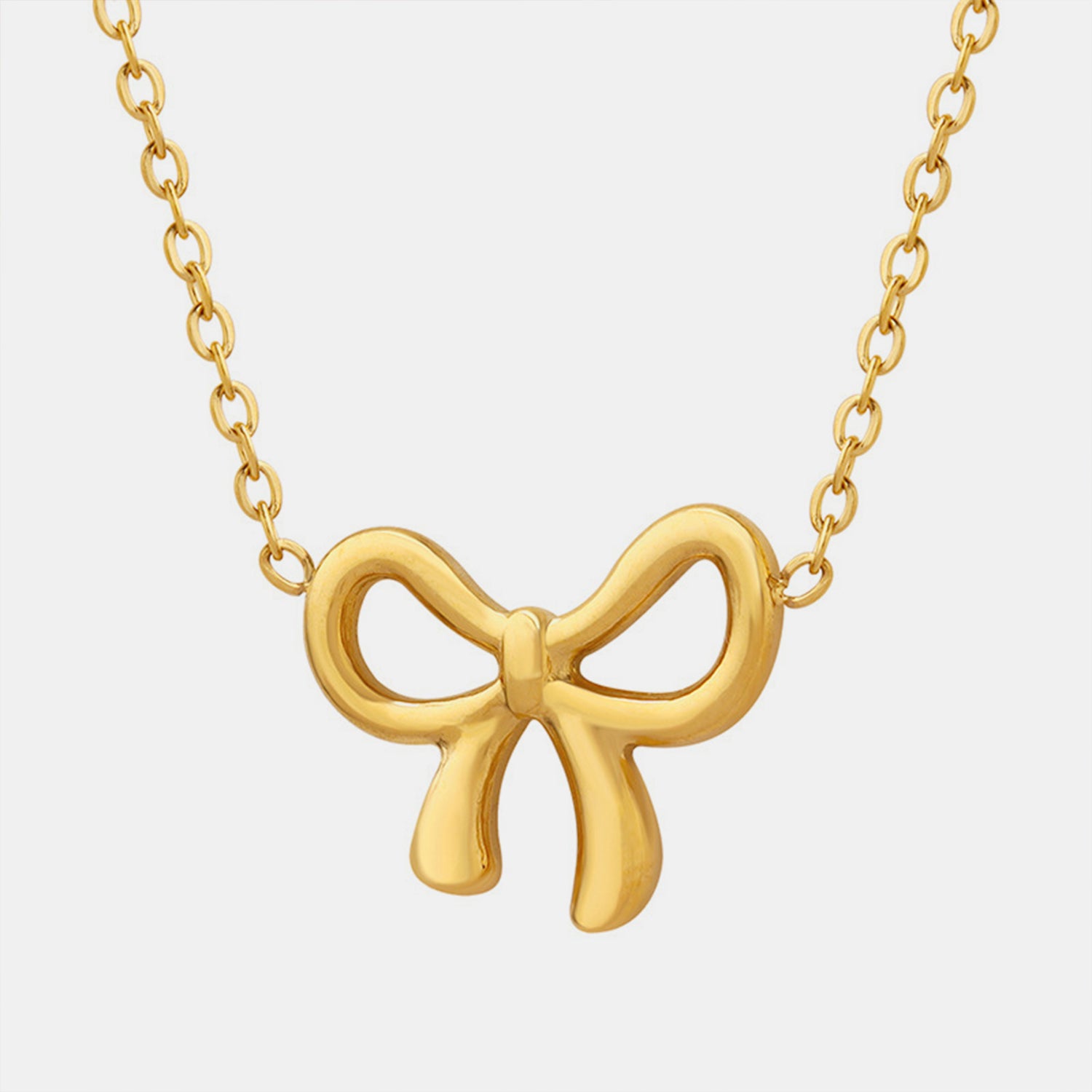 Gold-Plated Titanium Steel Bow Pendant Necklace - House of Binx