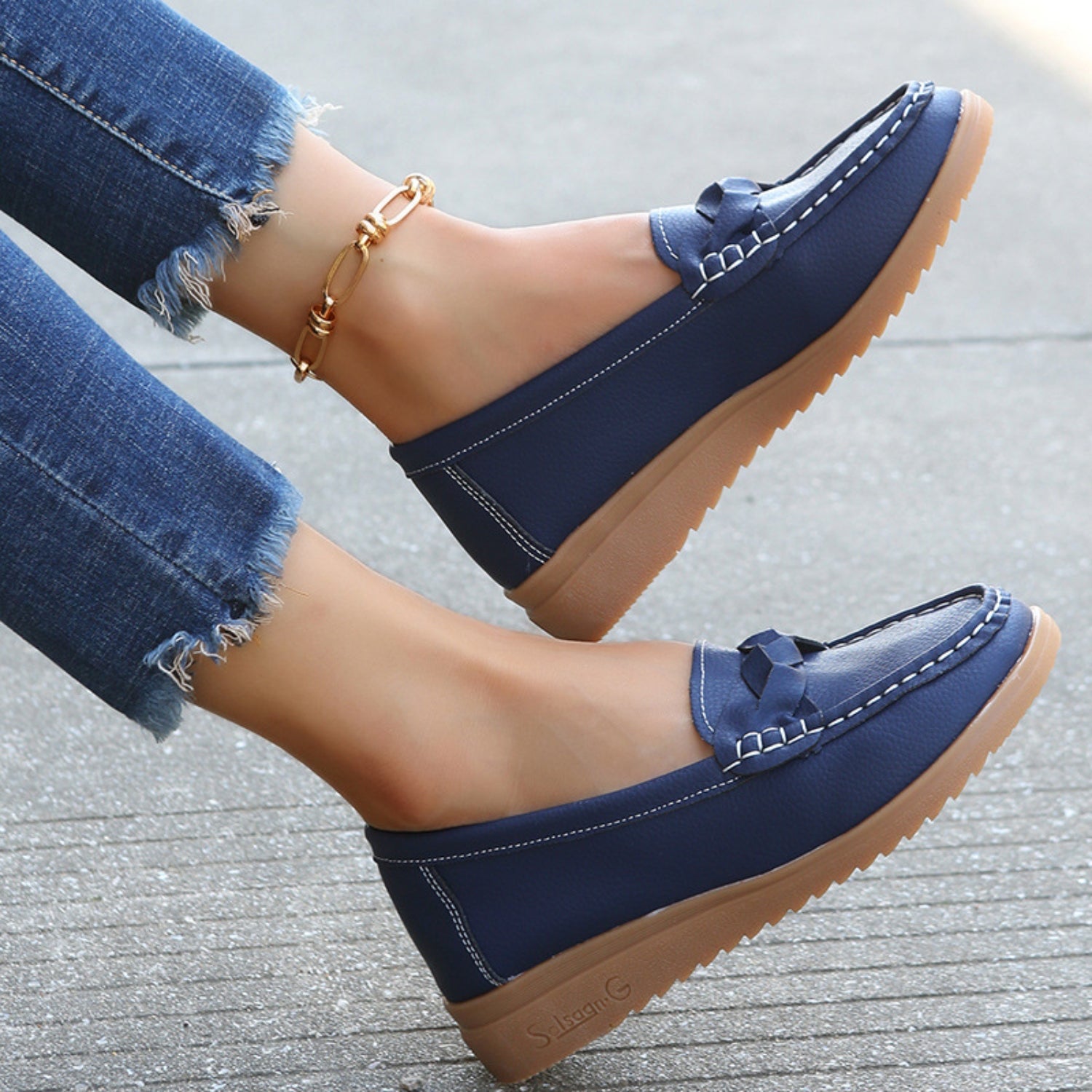 Weave Wedge Heeled Loafers - House of Binx