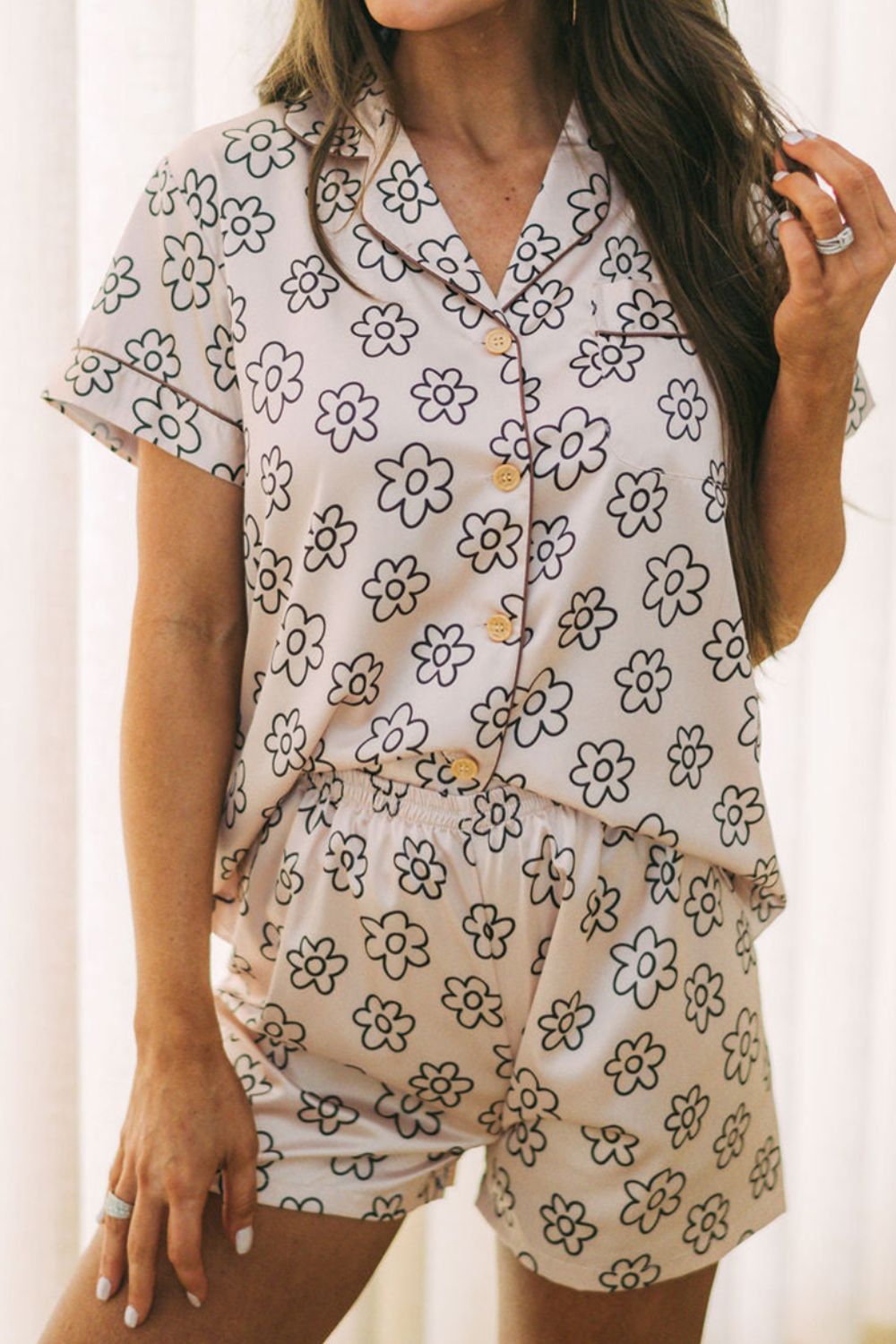 Flower Printed Top and Shorts Lounge Set - House of Binx