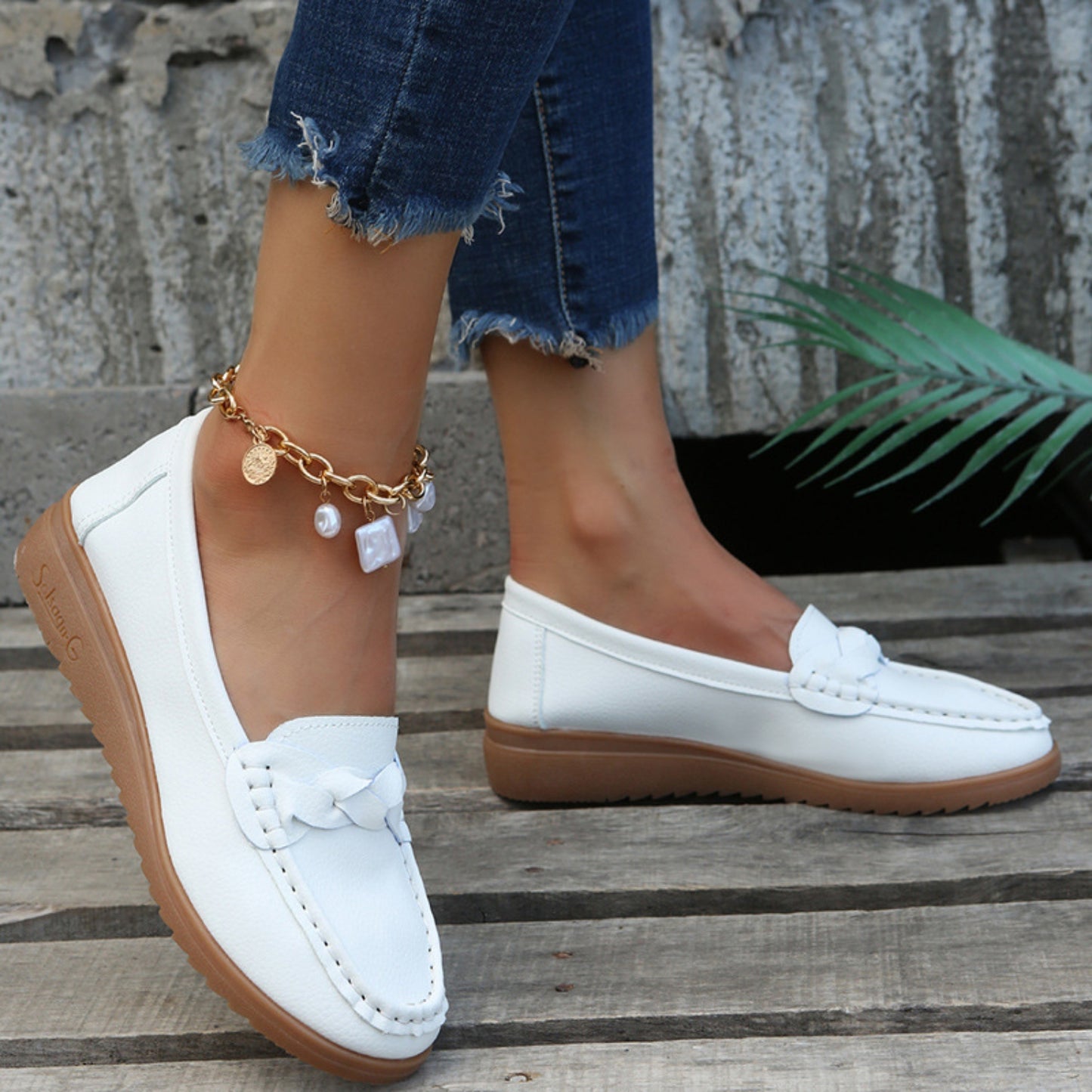 Weave Wedge Heeled Loafers - House of Binx