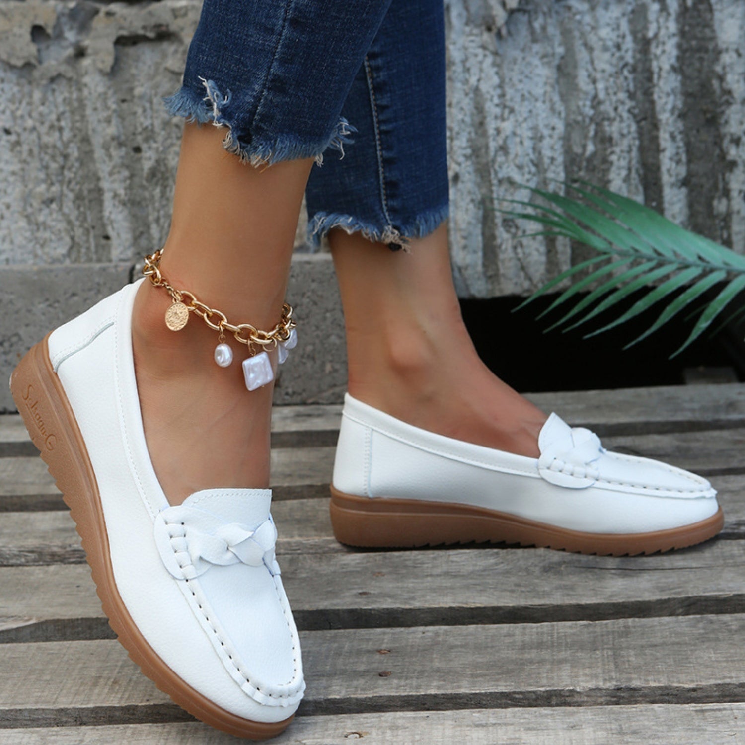 Weave Wedge Heeled Loafers - House of Binx