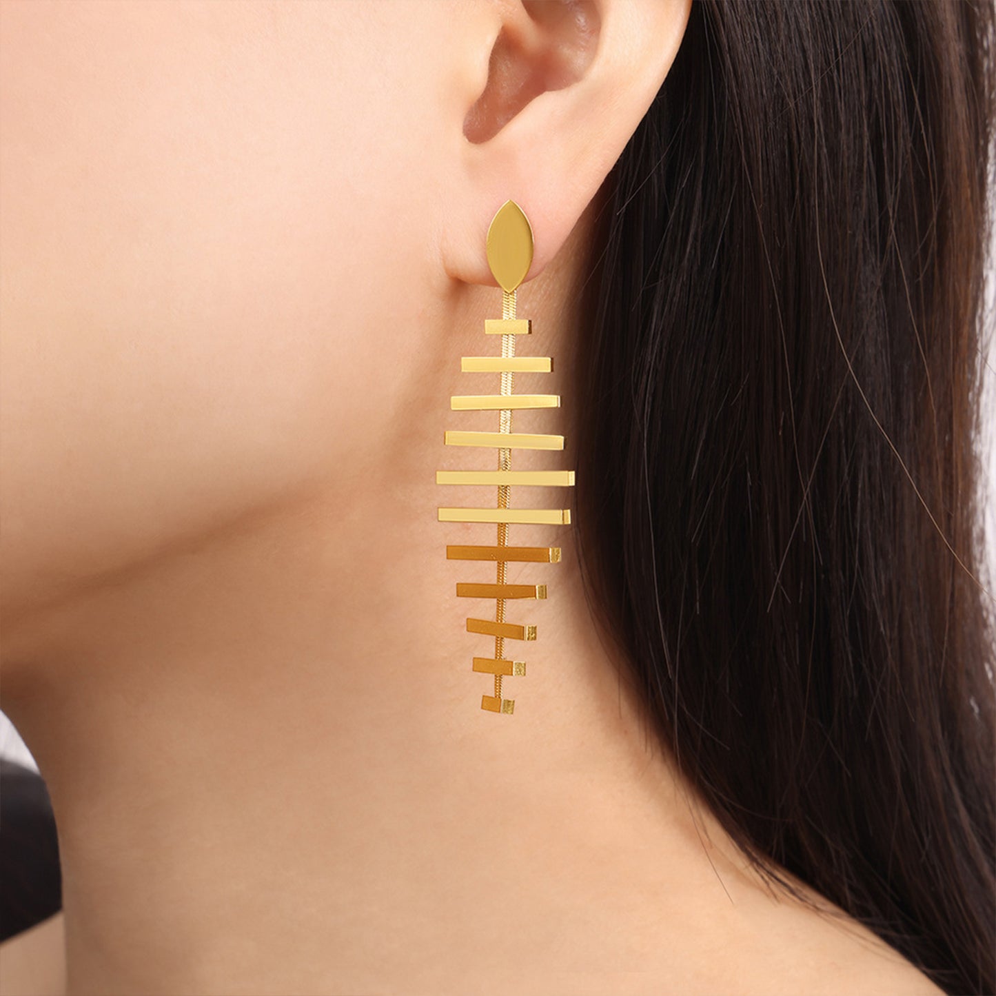 Titanium Steel Fishbone Shape Earrings - House of Binx