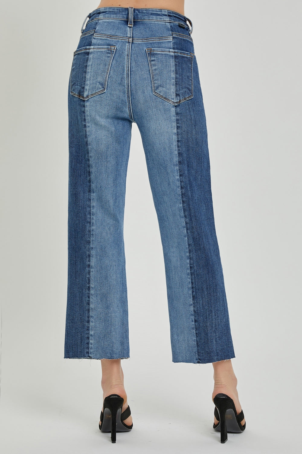 RISEN Full Size Mid-Rise Waist Two-Tones Jeans with Pockets - House of Binx