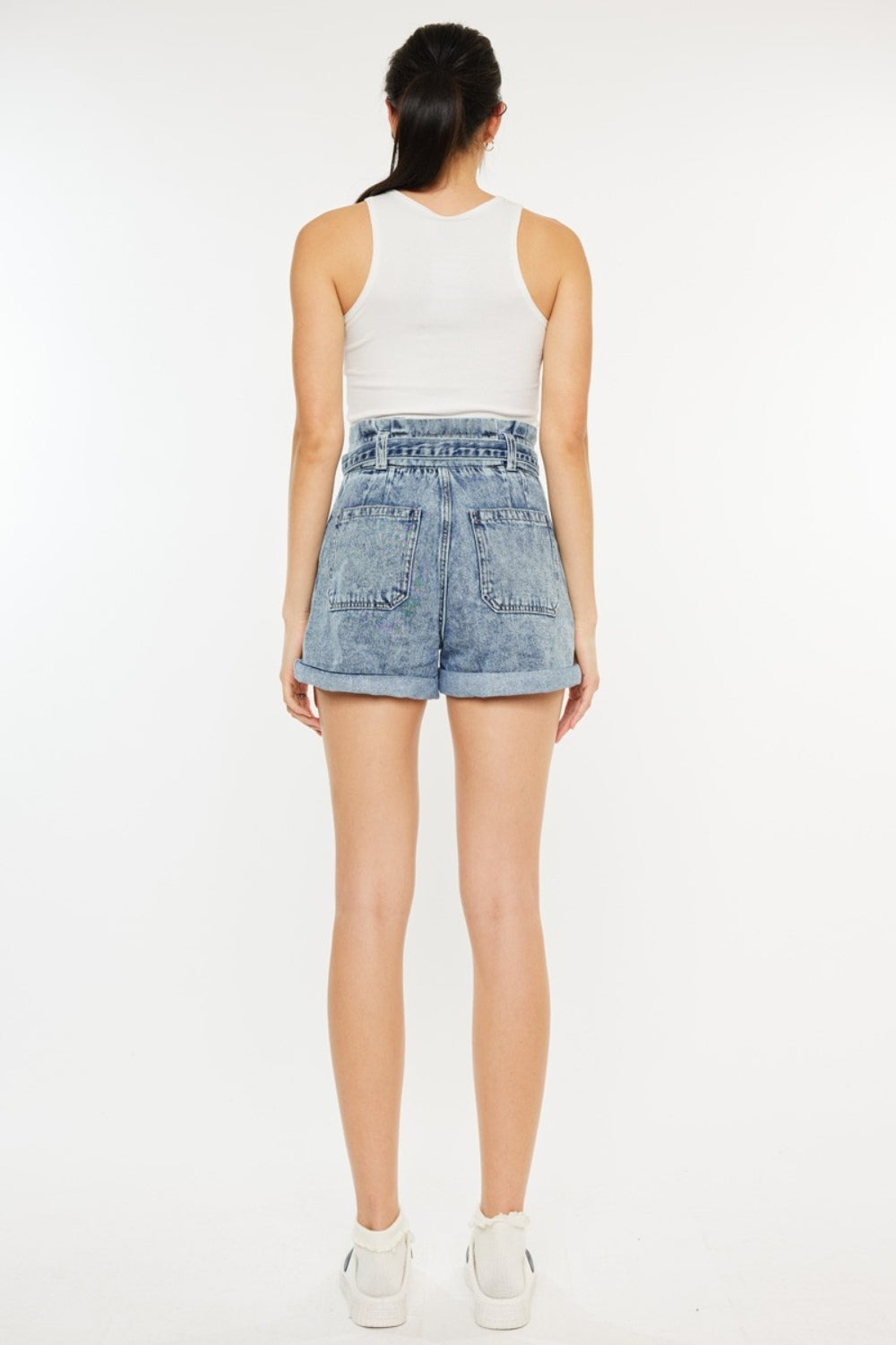 Kancan Ultra High Rise Paperbag Denim Shorts - House of Binx