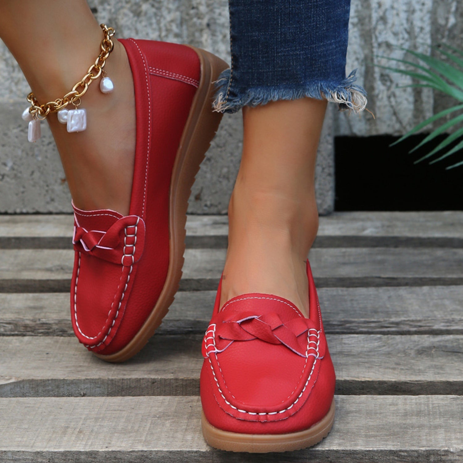 Weave Wedge Heeled Loafers - House of Binx