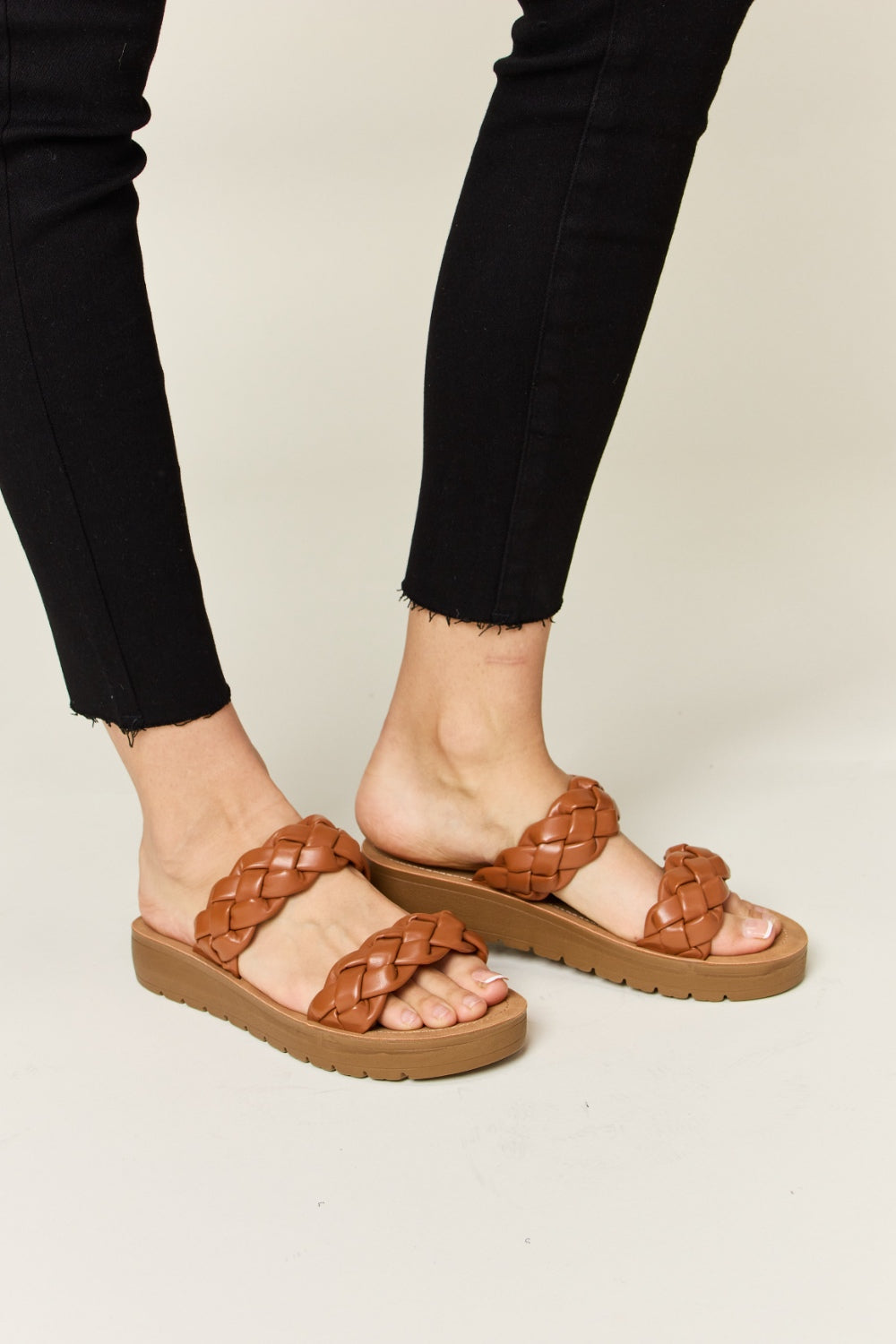 WILD DIVA Woven Dual Band Platform Sandals - House of Binx