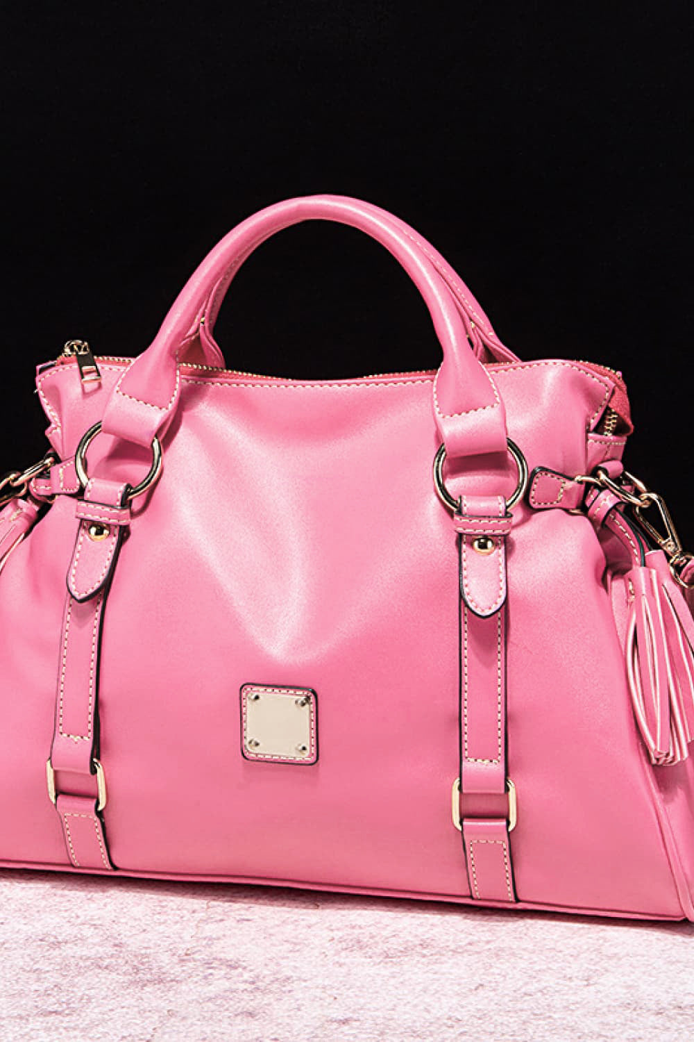 PU Leather Handbag with Tassels - House of Binx