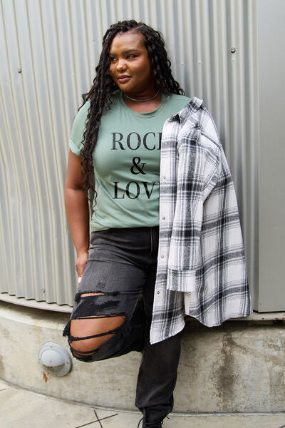 Simply Love Full Size ROCK & LOVE Short Sleeve T-Shirt - House of Binx