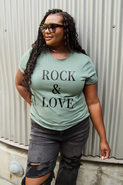 Simply Love Full Size ROCK & LOVE Short Sleeve T-Shirt - House of Binx