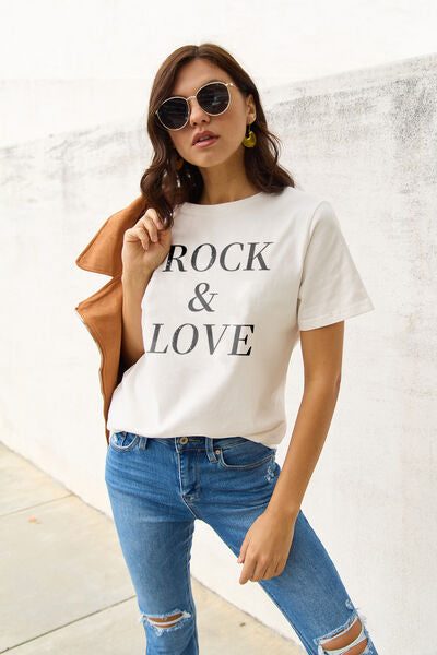 Simply Love Full Size ROCK & LOVE Short Sleeve T-Shirt - House of Binx