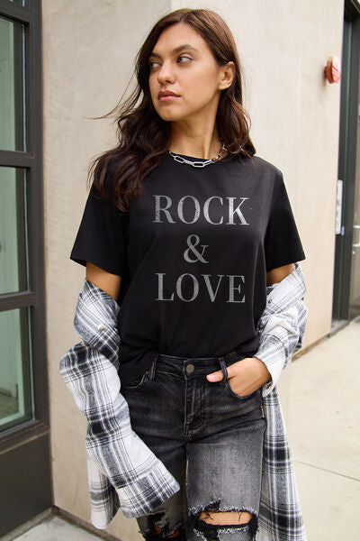 Simply Love Full Size ROCK & LOVE Short Sleeve T-Shirt - House of Binx