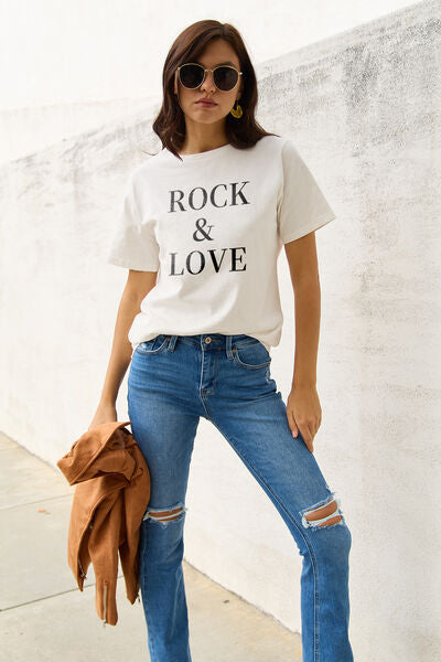Simply Love Full Size ROCK & LOVE Short Sleeve T-Shirt - House of Binx
