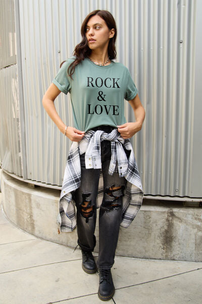 Simply Love Full Size ROCK & LOVE Short Sleeve T-Shirt - House of Binx