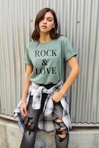 Simply Love Full Size ROCK & LOVE Short Sleeve T-Shirt - House of Binx