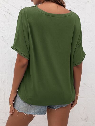 Lace Detail V-Neck T-Shirt - House of Binx