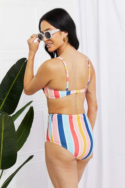 Marina West Swim Take A Dip Twist High-Rise Bikini in Stripe - House of Binx 