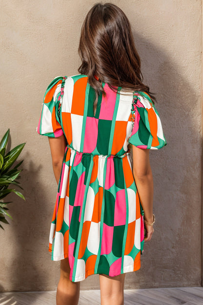 Color Block Round Neck Short Sleeve Dress - House of Binx 