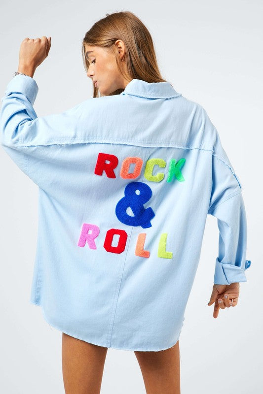 Multi Color Letters Fringed Hem Detail Shirt - House of Binx 