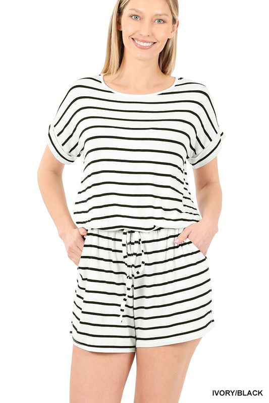 Stripe Romper with Pockets - House of Binx 