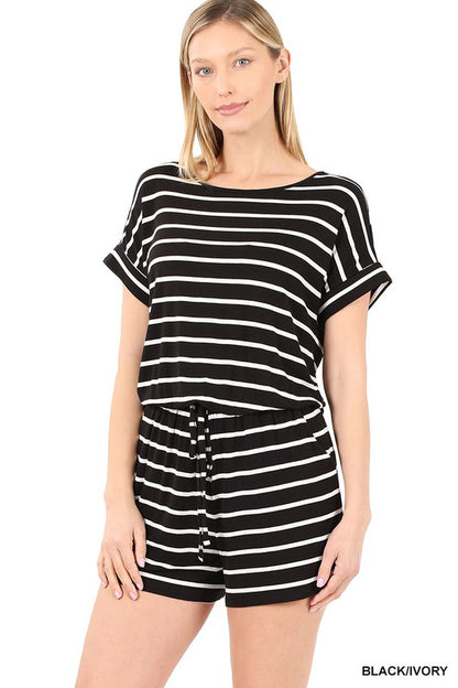 Stripe Romper with Pockets - House of Binx 