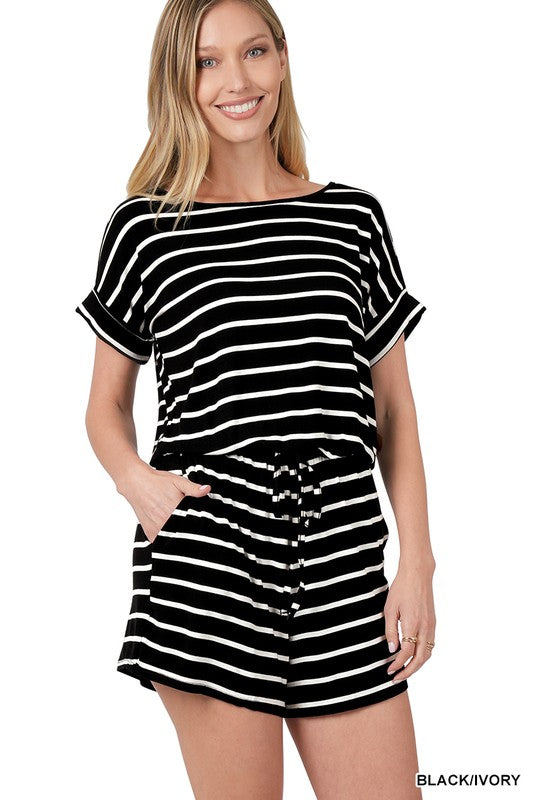 Stripe Romper with Pockets - House of Binx 